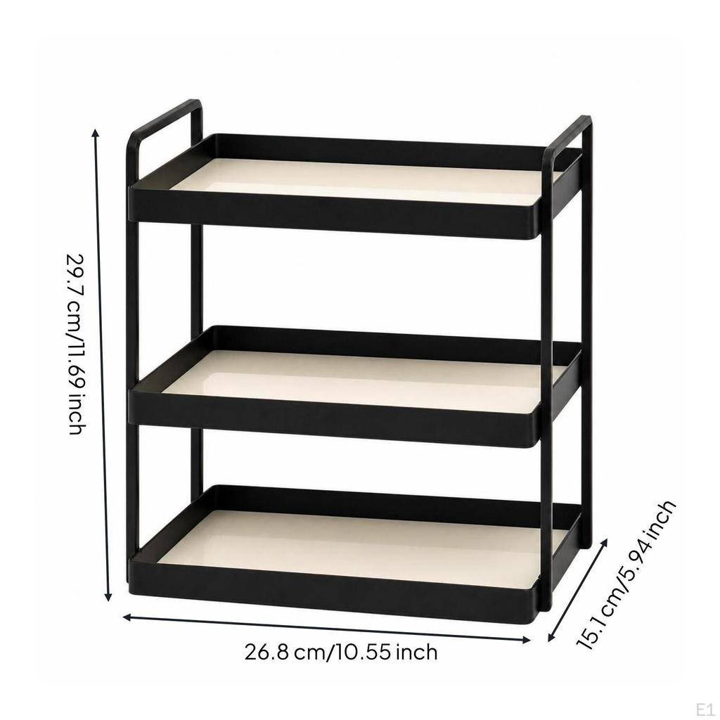 Metal 3Tier Storage Rack | SpaceSaving, washroom Counter Organizer, for Dresser Black