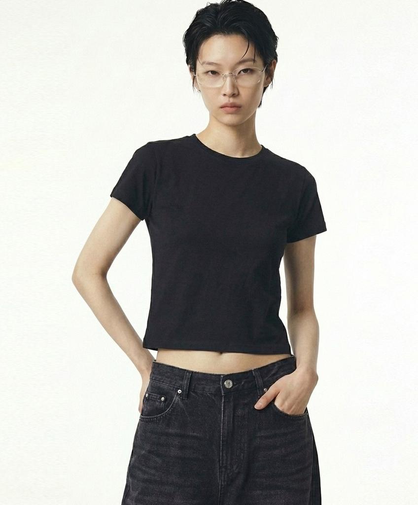 REBRENNER [Set] Women'S 20-Count Plain Crop Short Sleeve T-Shirt 2-Pack