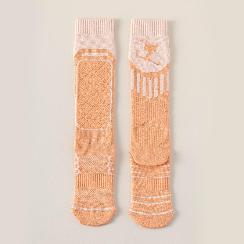 Skiing Calf Socks for Women, Thick and Warm In Winter with Towel Soles, Outdoor Hiking and Mountain Climbing Sports Stockings