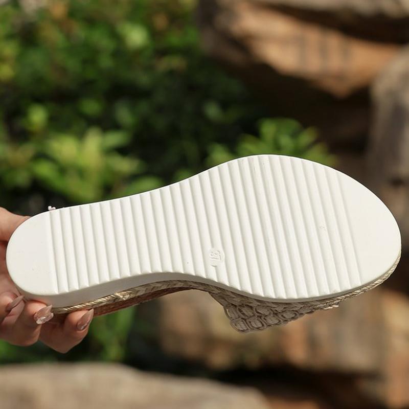 Fashion Summer Mesh Platform Slippers Women 2025 Beach Pull On Wedge Slippers for Women Solid Plus Size Woman Slides