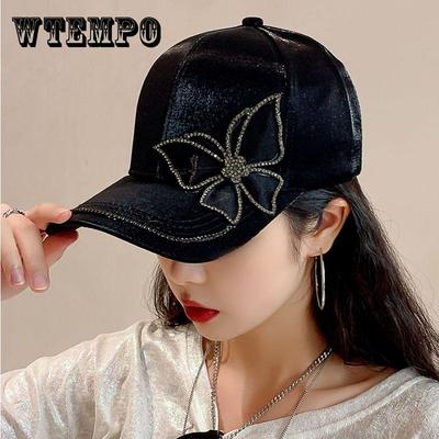 Adjustable Rhinestone Butterfly Baseball Cap for Women - Sparkling Faux Diamond Studded, Breathable Cotton Sunshade with Elegant Peak