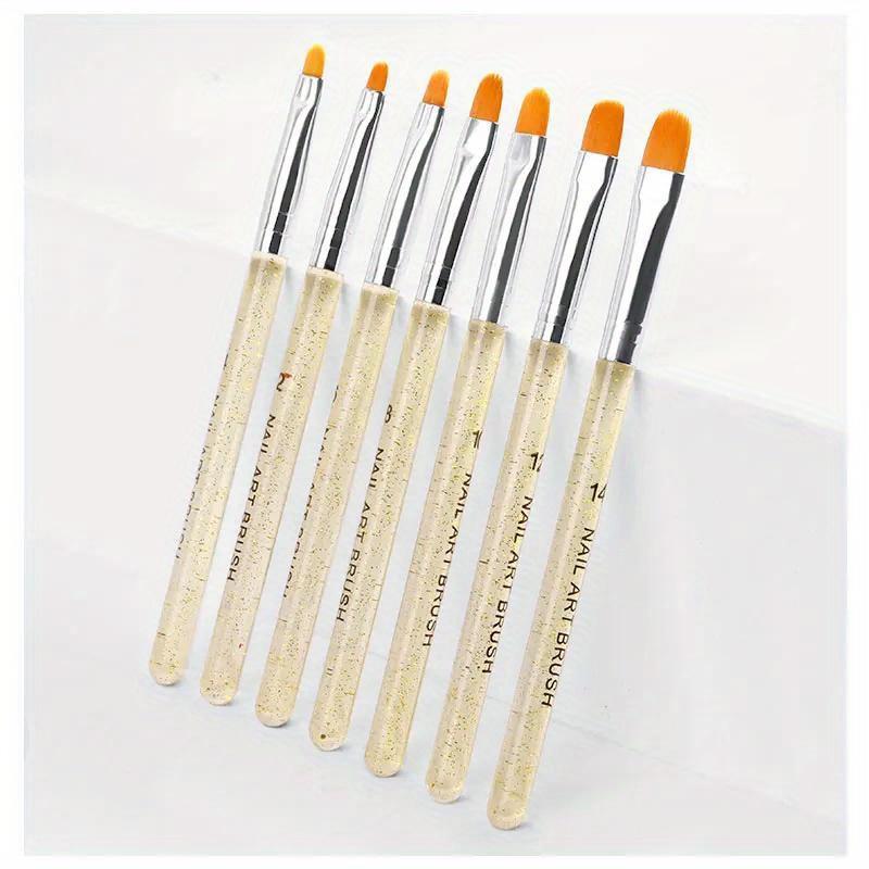 

7 шт. сверкающая пудра для ногтей, плоская круглая головка, фототерапевтическая ручка для ногтей, инструмент для ногтей золотой