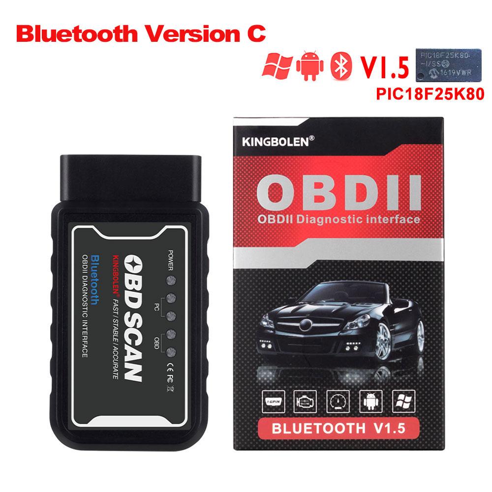 ELM327 V1.5 PIC18F25K80 lustas Dviguba plokštė WIFI/BT OBD2 kodo skaitytuvas ELM327 OBDII diagnostikos įrankis Android/IOS telefonui PK ICAR 2