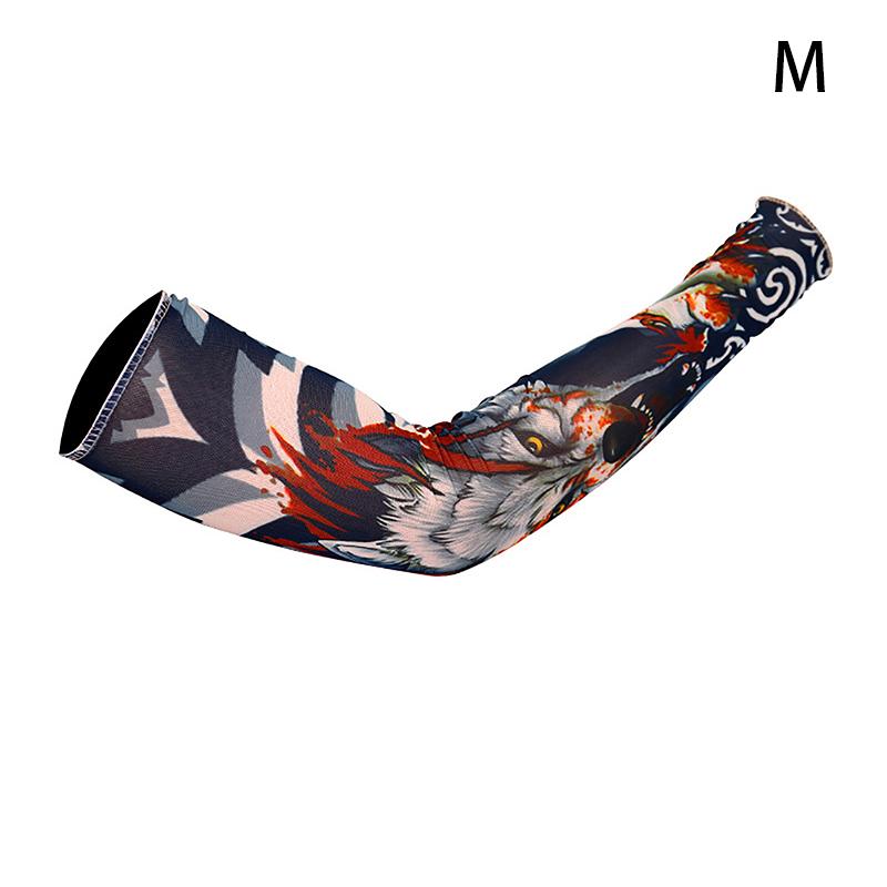 Long Fake Summer Tattoo Sleeves Sun Protection Cover Outdoor Gloves Driving Ice Silk Arm Sleeves