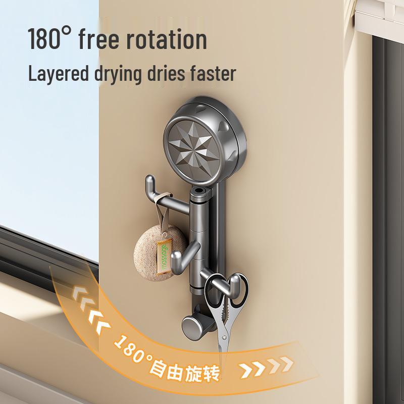 Rotating Suction Cup Hook: Versatile Towel, Umbrella, and Key Holder for Dorms, Bedrooms, Kitchens, and Bathrooms