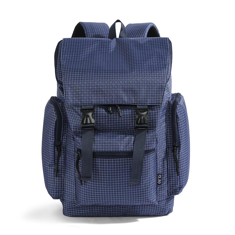 Schoolbag new sports mountaineering hiking bag large capacity simple foldable lazy wind backpack Korean version solid color leisure bag