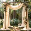 Champagne Chiffon Archway Backdrop Curtain,Sheer Fabric Backdrop Drapes for Bridal Shower Wedding Arch Party Decoration