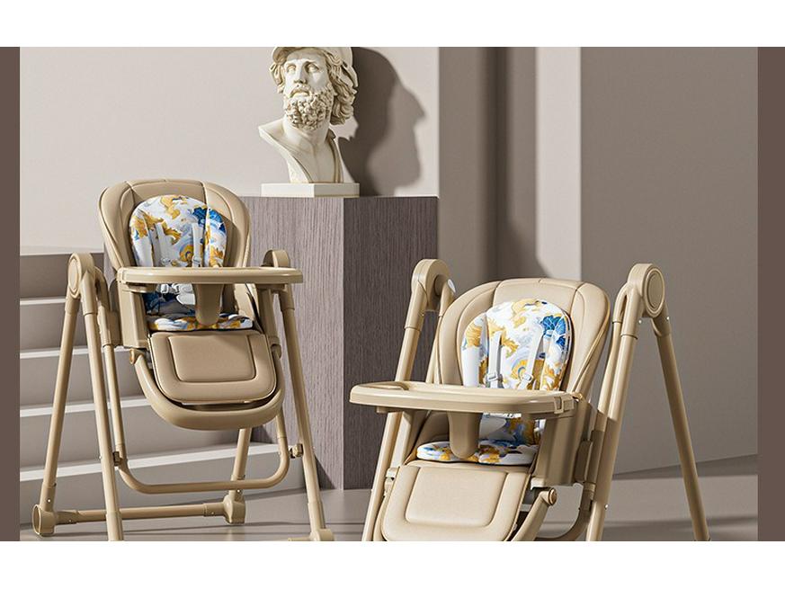 Multifunctional Baby High Chair: 2-in-1 Foldable Dining and Rocking Chair, Adjustable for Sitting and Lying, No Installation Needed.