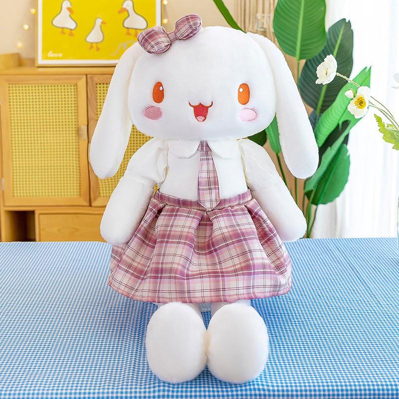 Cute Plush Rabbit Toy In JK Skirt Style Soft Stuffed Animal Girls Teens Sleep Pillow Birthday Gift