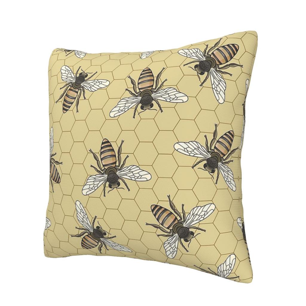 Bee Seamless Pattern Square Pillowcase Pillow Cover Cushion Decor Comfort Throw Pillow for Home Sofa