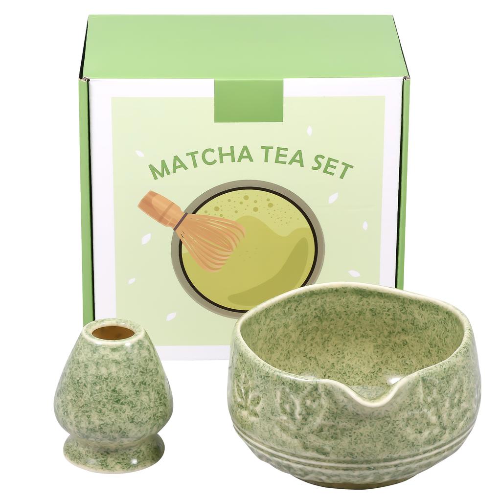 2 Pcs Japanese Matcha Tea Set Ceramic 550 ml Matcha Bowl Matcha Whisk Holders for DIY Tea Lovers Tea-making Tools Accessories