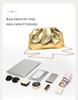 Metallic Pleated Dumpling Clutch - Luxurious Chain Bag for Parties