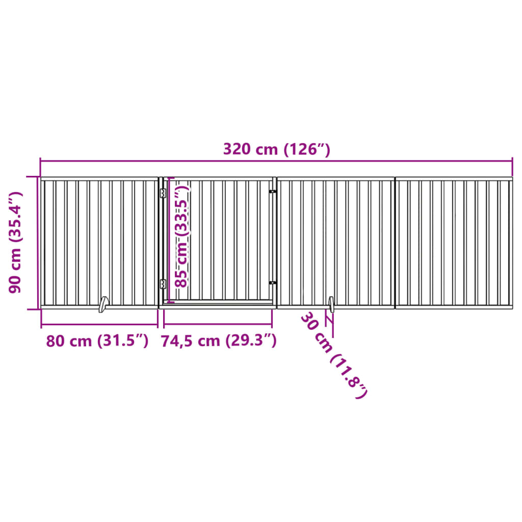 4 Piece Foldable Dog Gate 320 cm Poplar Wood