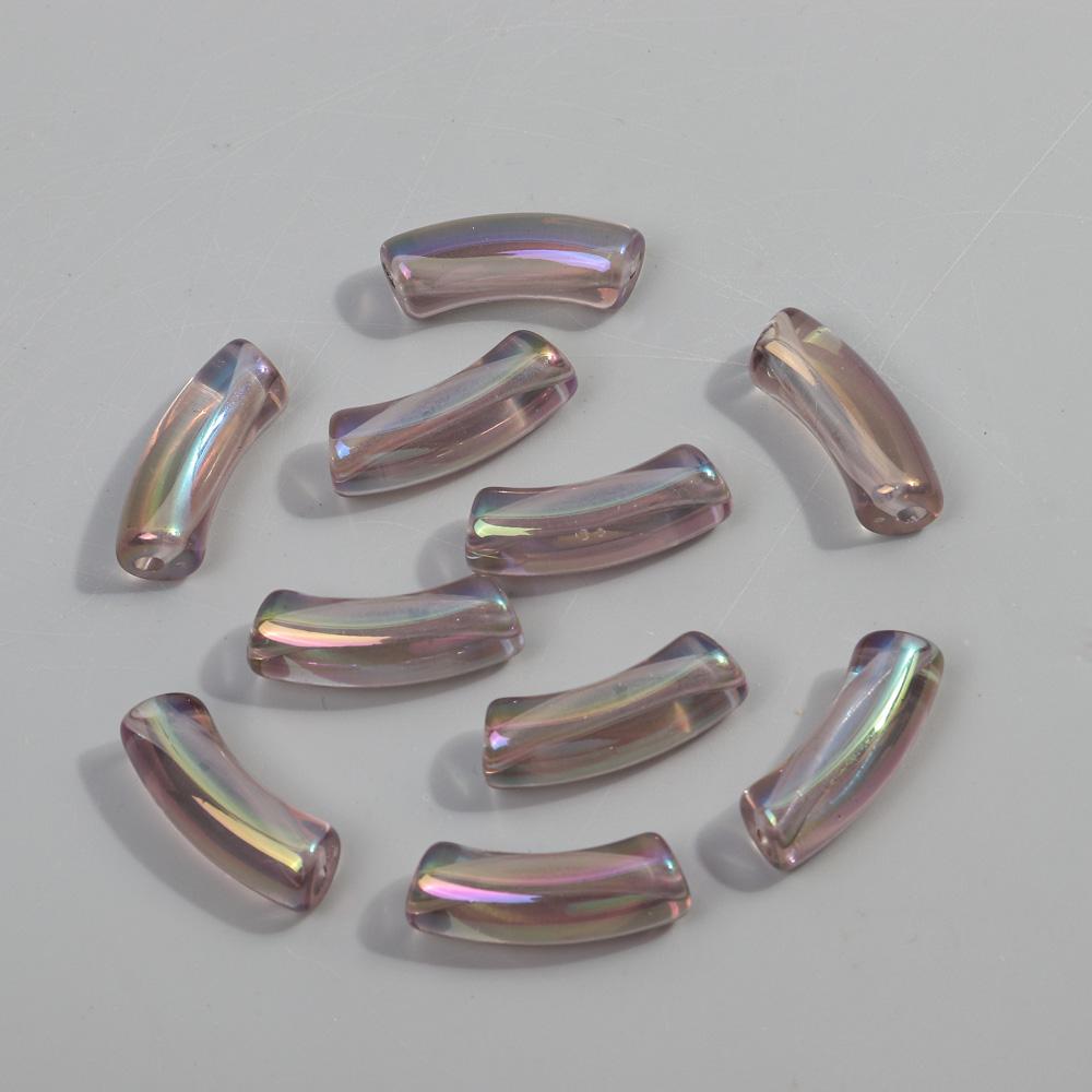 10pcs 34x11mm Acrylic Bamboo Curved Tube New Laser Transparent Loose Beads for Bracelet Necklace Making DIY Jewelry Accessories