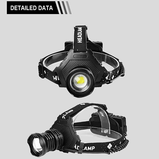 Adjutsable Headlamp XHP120 Portable Headlight Telescopic Zoom Lamp Rechargeable Lantern Outdoor Night Fishing Head Lamp