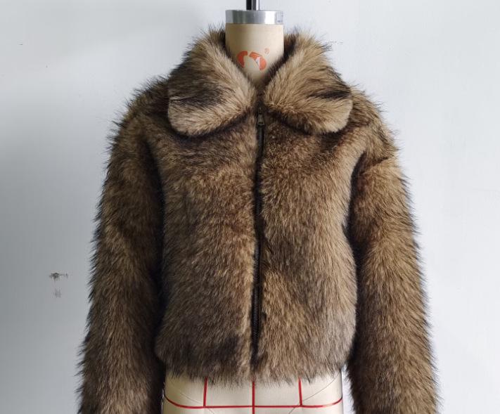 Stylish Women's Casual One-Piece Leather & Fur Jacket