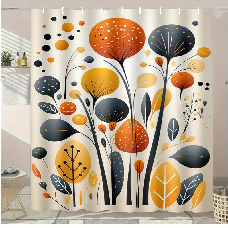 Flowers fruits washable Dirt-Resistant Shower Curtain Shower Head waterproof Polyester Bath Curtain For Home Decor Accessories