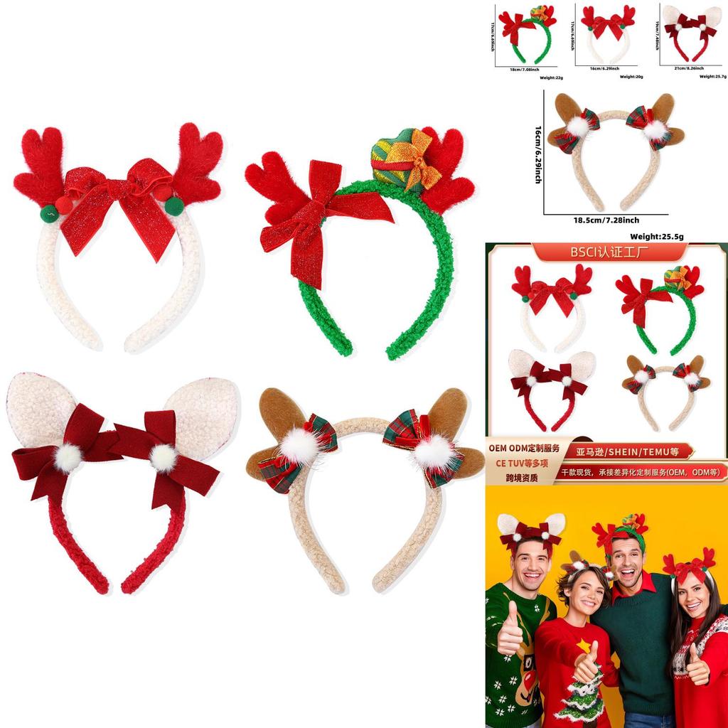 Stilvolles Weihnachtsstirnband mit Plüsch-Rentiergeweih für Kinder