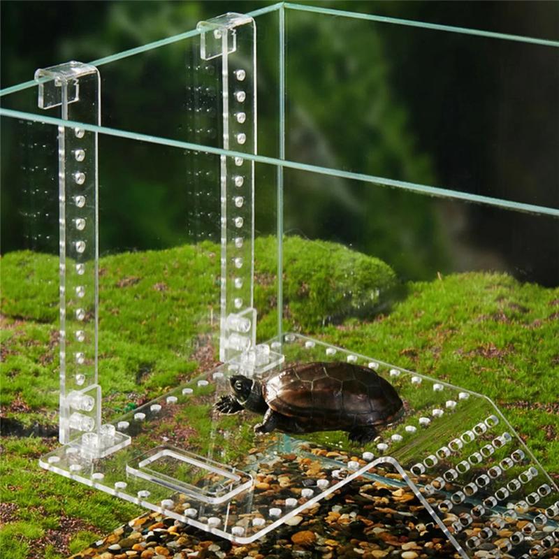 M-Modern-New Hanging Turtle Basking Platform Transparent Perforated Climbing Platform With Wide Hook For Small & Medium Turtle