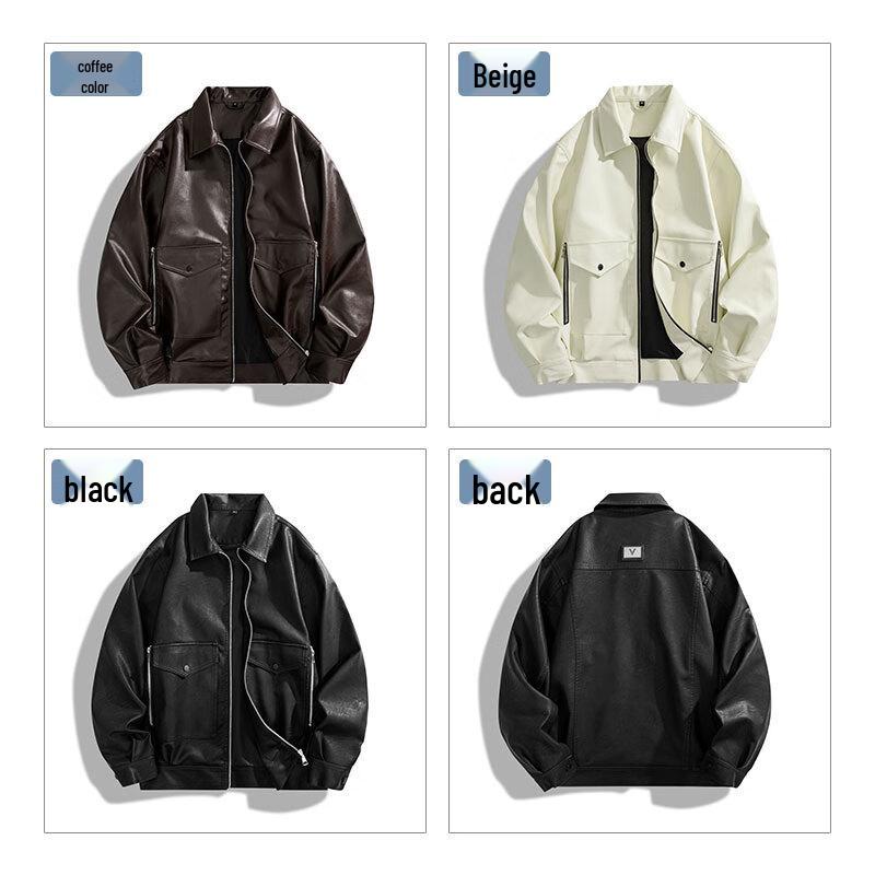 Men's Trendy Casual Faux Leather Motorcycle Jacket