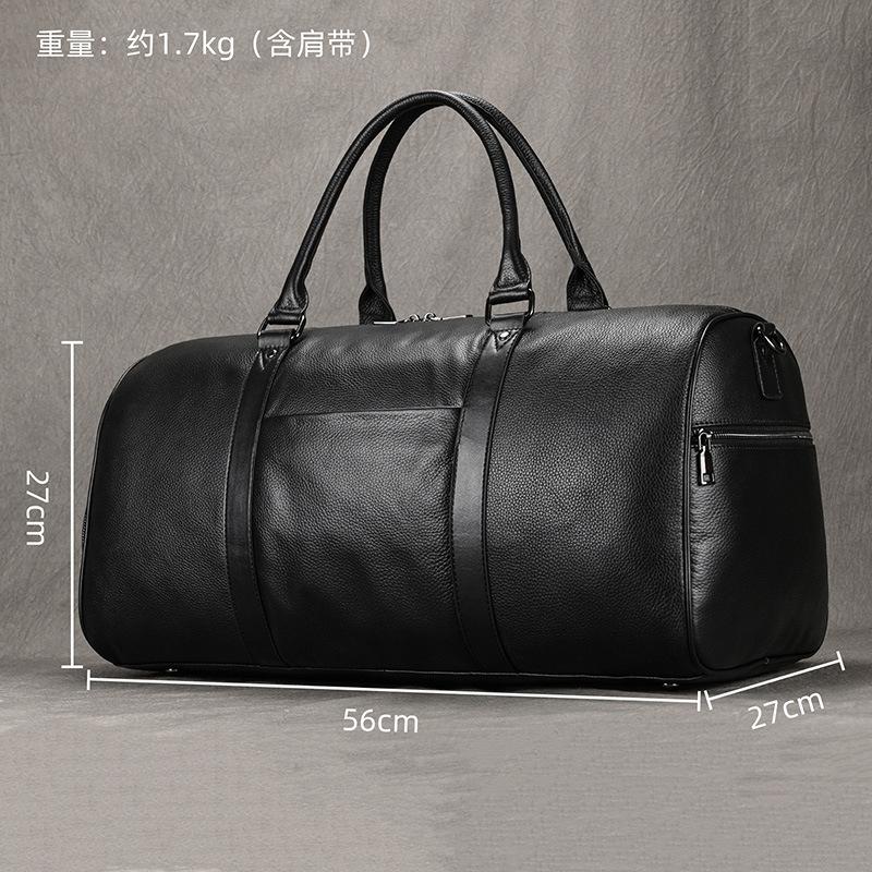 Men'S Leather Travel Bag Waterproof Lining Fitness Bag Dry And Wet Separation Cowhide Duffel Bag With Shoe Position Shoulder Bag