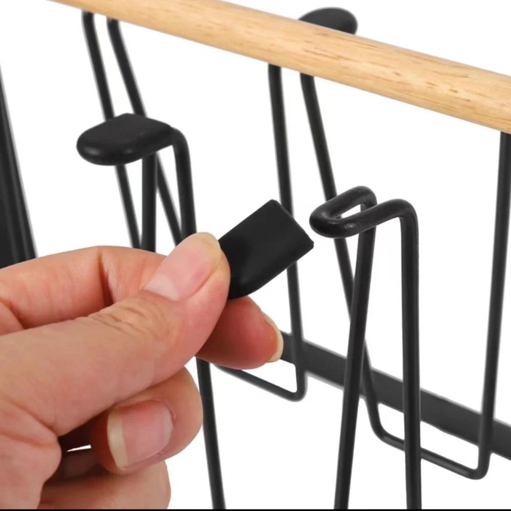 Cup Holder Iron Water Draining Rack Portable Glasses Organizer Kitchen Cup Shelf With Tray Drying Rack Kitchen Storage