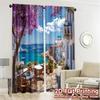 2pcs, 2D FLAT PRINTING Curtains (Without Rod) Santorini Bliss Print Modern Curtains Polyester Curtains Festive Suitable for