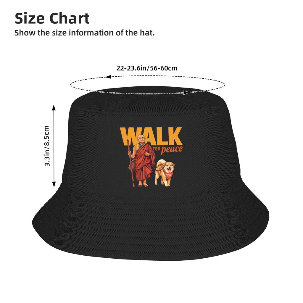 Peace Walking Monks And Aloka Dog Walk For Peace (2) Bucket Hat Street Style Fisherman Caps For Unisex Casual Beach Sun Hats