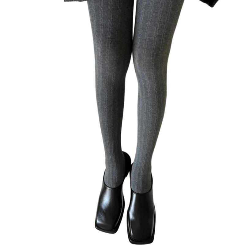 Vintage Chain Twist Striped Pattern Cotton Tights for Women Breathable Leggings Spring Fall Opaque Pantyhose Stockings