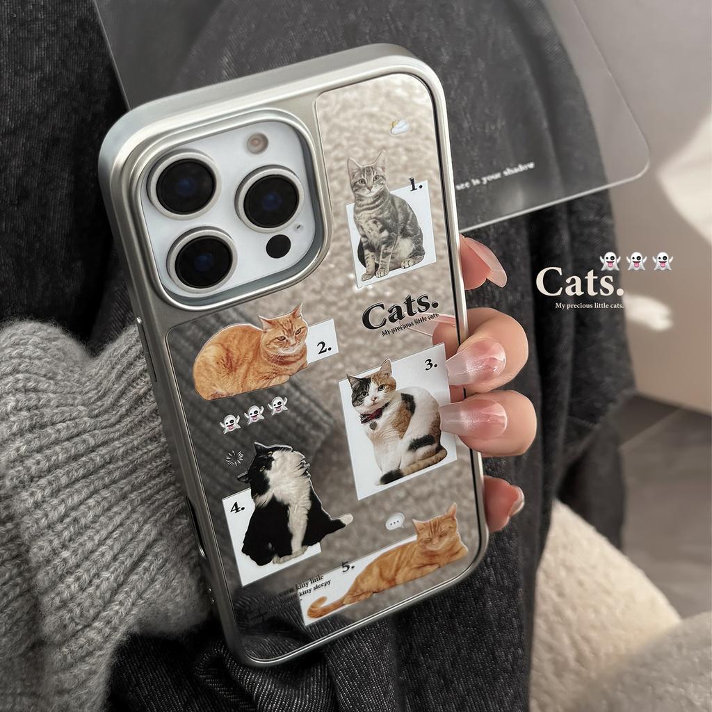 Cats Are Suitable for Daily 16promax Mobile Phone Case Iphone14 Mirror Apple 15 Silver Plating 13 Niche Premium