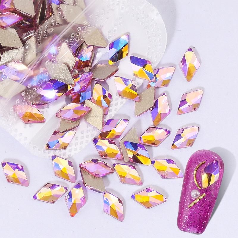 Aurora Pink Symphony Ab Nail Drill Flat Bottom Special-Shaped Nail Drill Nail Drill Diy Jewelry Accessories