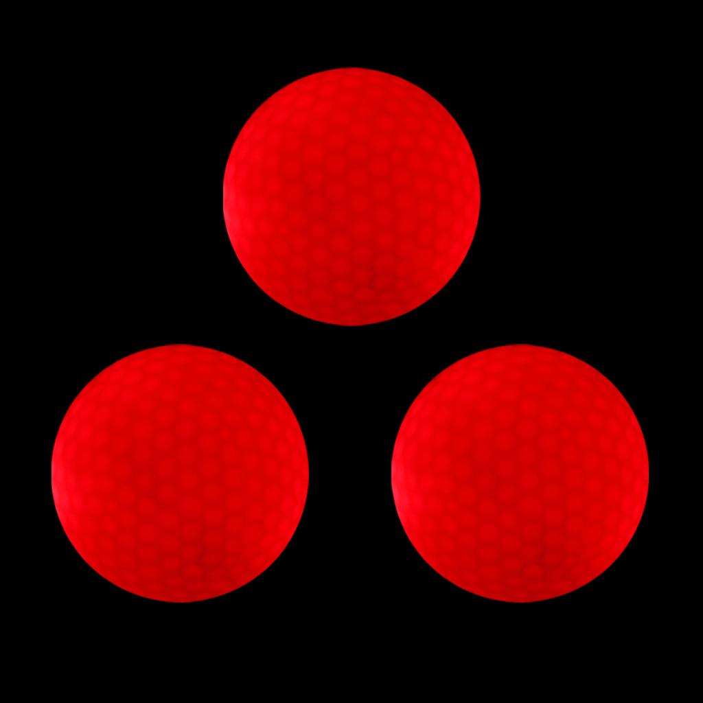 3 Pieces Dark Red LED Golf Ball Official Size Weight