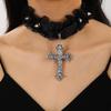 Y2K Spicy Sweet Girl Leather Choker: Cross Ultra-Short, Heavy-Duty Chain Collar