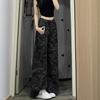 Wide-Legged Workwear Denim Jeans Women High-Waisted Pear-Shaped Body Loose Drape Large Yard Straight Leg Pants Retro Baggy Long Jeans for Ladies