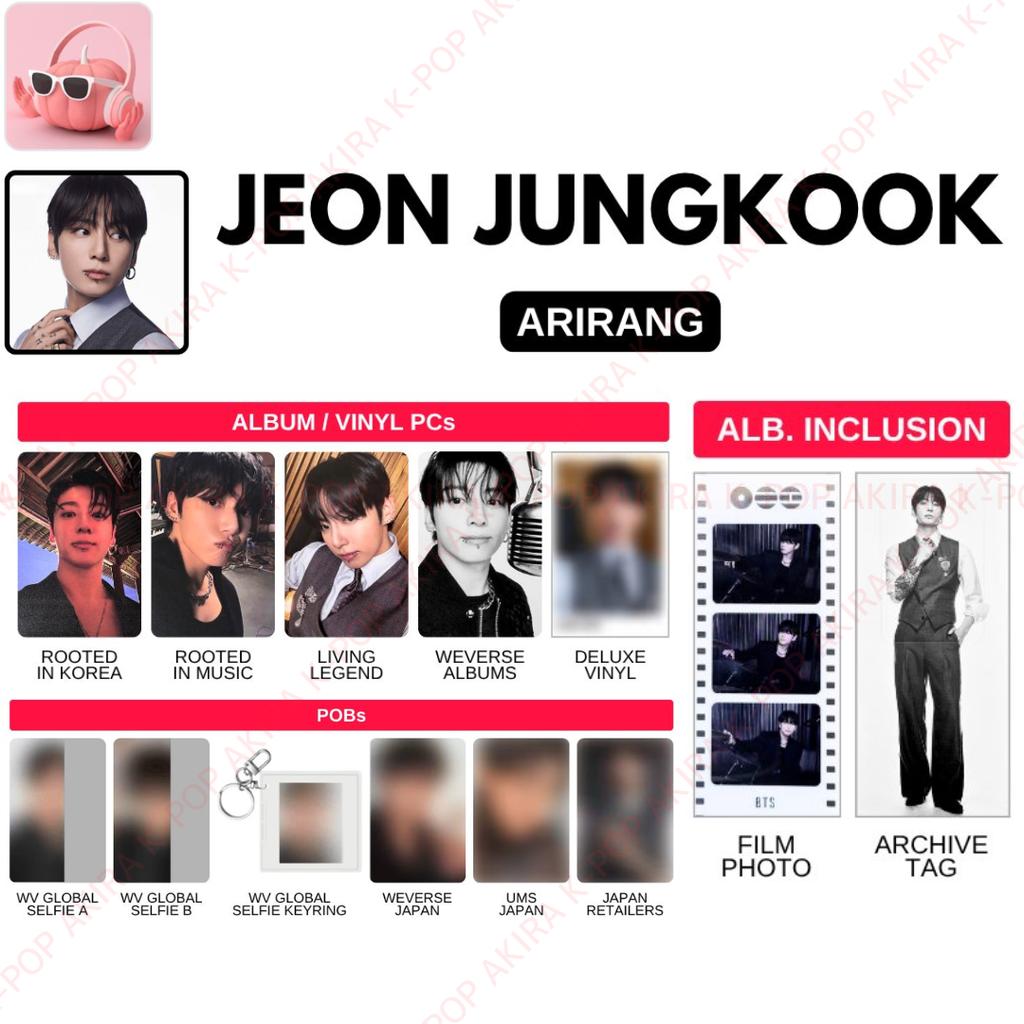 PRE-ORDER "JUNGKOOK" BTS The 5th Album ARIRANG ALBUM PHOTOCARD JAPAN POB STORE BENEFITS OFFICIAL