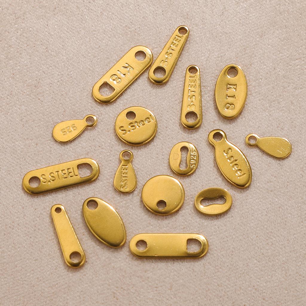 100pcs Stainless Steel Tail Chain Tag Real Gold Electroplated Small Pendant Accessories for Jewelry Making DIY Charms