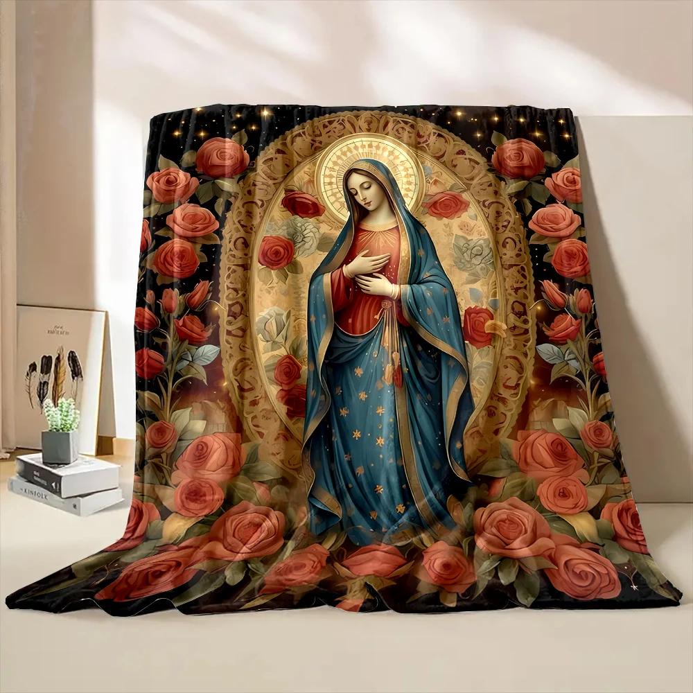 3D Warm Virgin Mary Pray Blanket,Soft Throw Blanket for Home Bedroom Bed Sofa Picnic Travel Office Rest Cover Blanket Kid‘s Gift