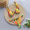 Tie Dye Flowers Printed High Leg Cut Bikini Female Swimsuit Women Swimwear Two-pieces Bikini set Bather Bathing Suit Swim