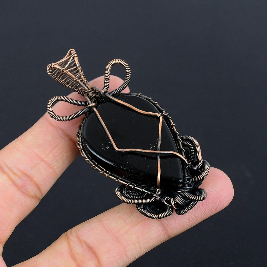 Black Onyx Jewelry,999 Copper Wire Wrapped Pendant Handmade Gemstone Jewelry, Gifts For Wife Brand New Pendant