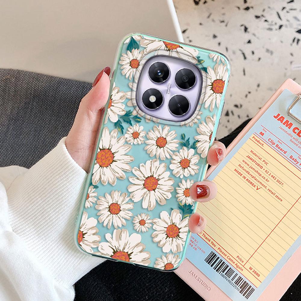 Colorful Floral Korean INS Style Clear Phone Case For Xiaomi Redmi Note 15 14 Pro 15C 14C Protection Soft TPU Transparent Cover