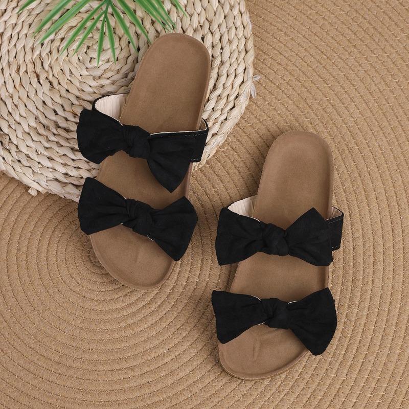 

Large size bow one-word slippers women s new flat-bottomed sandals flat-bottomed slippers 36 чёрный