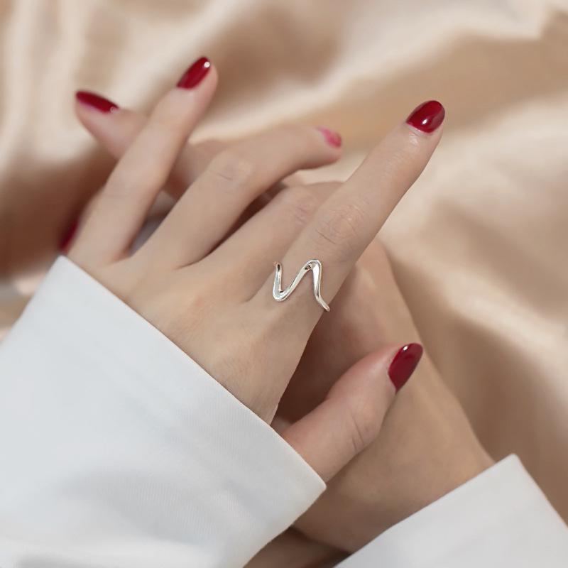 Korean Style Retro Heartbeat Wave Open Finger Ring - Artistic Women's Index Finger Jewelry