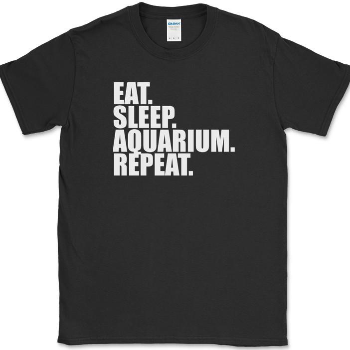 Eat Sleep Aquarium Repeat T-Shirt Funny Fish Hobby Art Tank Humor Gift Tee