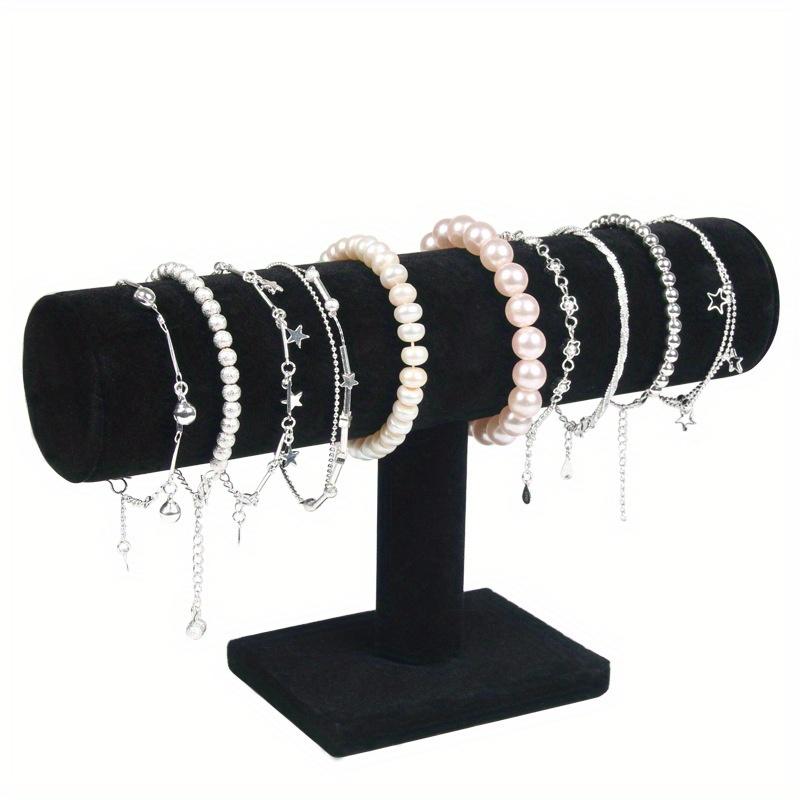 Black Velvet Watch Display Holder Bangle T-Bar Rack Jewelry Display Organizer Bracelet Display Stand Headband Storage Tool