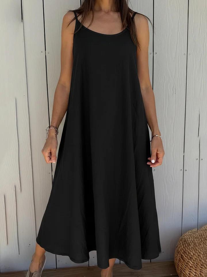 European Summer 2026 Women's Cotton Linen Strappy Dress