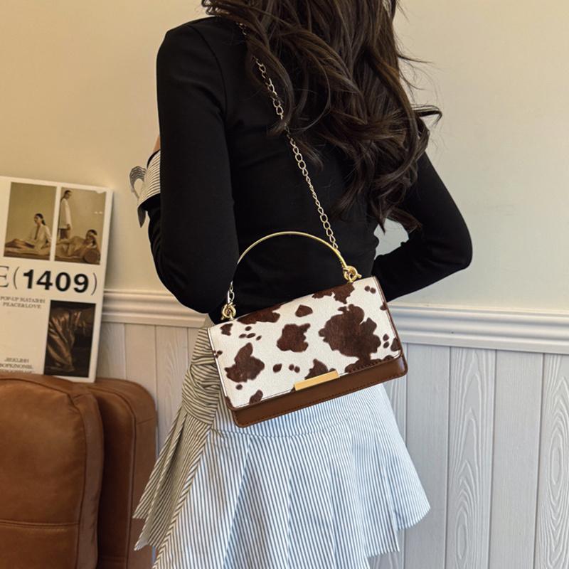 Yogodlns Women PU Leather Small Handbag Cow Print Crossbody Shoulder Bag for Work Daily Shopping Travel Phone Purse