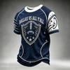 Men's Casual Neck Short Sleeve T-Shirt with Rugby Print, Lightweight Breathable for Everyday Wear