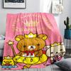 1PC Rilakkuma Print Flannel Blanket, High quality All Seasons, Home Decor, Warmth and Comfort, Perfect for Christmas Gifts