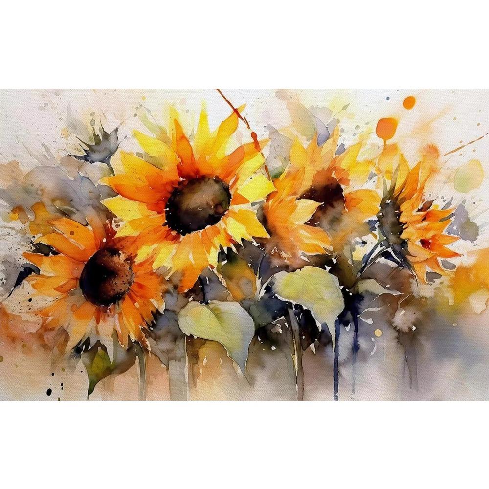 Zonnebloem Stilleven Aquarel Schilderij Natuur Poster Canvas Olieverf Schilderij Prints Muurschildering Woonkamer Huis Decoratie