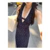 Kink Lace Neck Sling Floral Dress Women's Summer New Seaside Vacation Beach Dress